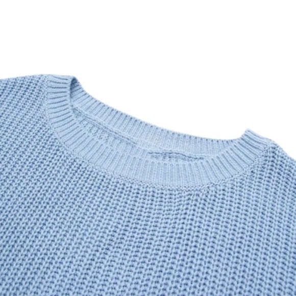 XS Chunky Blue Scalloped cropped sweater - Picture 6 of 6